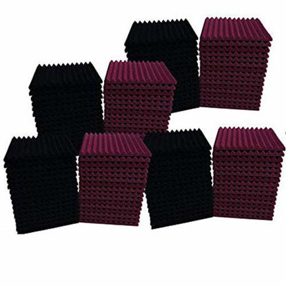 Picture of 96 Pack Black/burgundy12"X 12"X1" Acoustic Panels Studio Soundproofing Foam Wedge Tiles,
