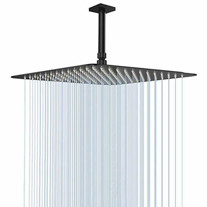 Picture of Large Rain Shower Head, NearMoon Luxury Square Stainless Steel Rainfall Showerhead, Waterfall Bath Shower Body Covering, Ceiling or Wall Mount (16 Inch, Oil Rubbed Bronze(Matte Black))