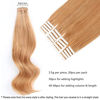 Picture of ABH AmazingBeauty Hair Tape Attached Real Remy Human Hair Tape in Extensions 50g 20pcs Glue in Skin Weft Tape Attached Invisible Seamless Strawberry Honey Caramel Blonde Color 27 22 Inch