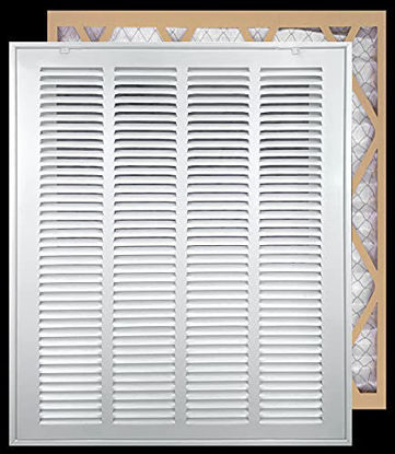 Picture of 20" X 30" Filter Included Heavy Duty Steel Return Air Filter Grille [Removable Face/Door] for 1-inch Filters HVAC Duct Cover Grill, White | Outer Dimensions: 22 5/8"W X 32 5/8"H for 20x30 Duct Opening