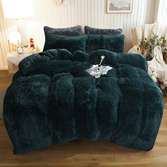 NEW! ~ ULTRA SOFT & PLUSH LUXURY GREY FAUX SHAGGY LONG FUR FLUFFY COMFORTER  SET