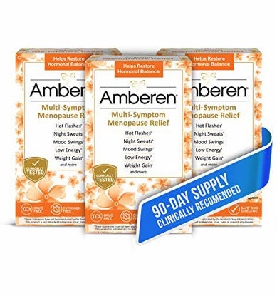 Picture of Amberen: Safe Multi-Symptom Menopause Relief. Clinically Shown to Relieve 12 Menopause Symptoms: Hot Flashes, Night Sweats, Mood Swings, Low Energy and More. 3 Month Supply