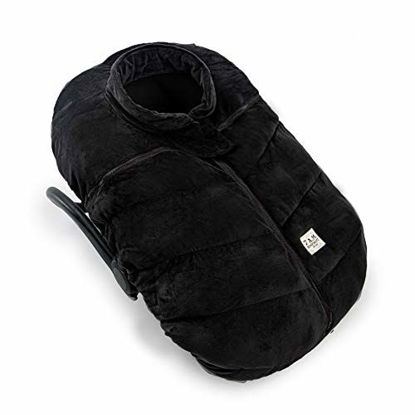 Picture of 7AM Enfant Car Seat Covers - Cocoon Baby Cover for Boys & Girls, Rain & Snow Repellent, Breathable Windproof, Winter Protector, Center Zipper, Universal Fit for Infant Car Seat (0-12M) (Black Velour)