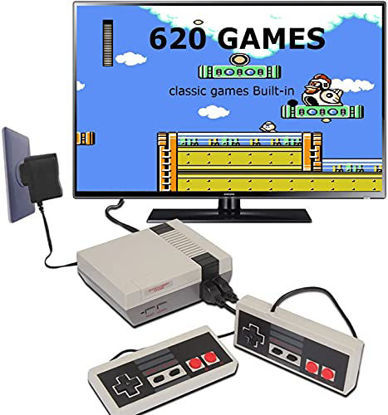 Picture of Abollria Retro Game Console, Mini Game Console Childhood Game Consoles Built-in 620 Game Dual Control 4-Bit Game Console for TV Video Bring Happy Childhood Memories