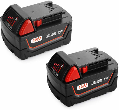 Picture of 2Packs18V 6.0Ah Replacement for Milwaukee M18 Battery M18B 48-11-1820 48-11-185048-11-1828 48-11-10 m18 Cordless Power Tools Batteries
