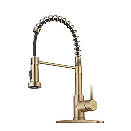GetUSCart Brushed Gold Kitchen Faucet with Pull Down Sprayer, RV Brass Kitchen Faucet Stainless