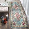 Picture of SAFAVIEH Monaco Collection MNC243J Boho Chic Medallion Distressed Non-Shedding Living Room Bedroom Runner, 2'2" x 12' , Light Blue / Fuchsia