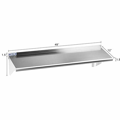 GetUSCart Stainless Steel Shelf 12 x 48 Inches, 280 lb, Commercial