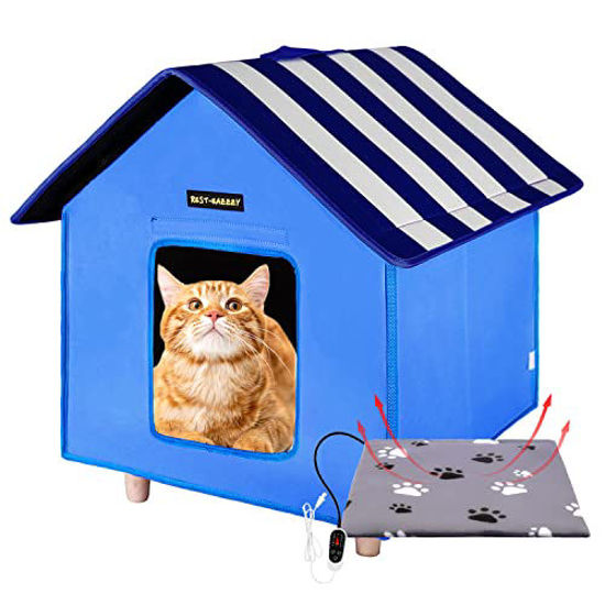 GetUSCart- Rest-Eazzzy Cat House, Outdoor Cat Bed with Pet Heating Pad in  Winter, Weatherproof and Elevated, Cat Shelter for Outdoor Cats Dogs and  Small Animals (21