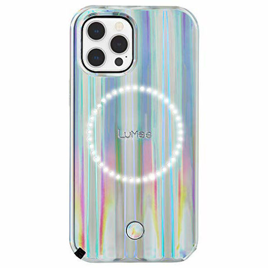 GetUSCart LuMee Halo Lighted Selfie Case for iPhone 13 Mini Built in Adjustable LED Lighting Holographic Paris Hilton Edition