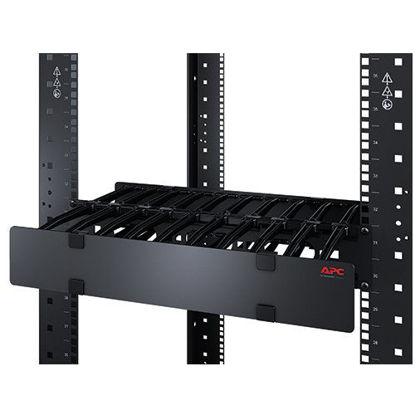 Picture of APC Rackmount Horizontal Cable Manager, AR8602A, 1U x 4" Deep, Single-Sided with Cover, Black