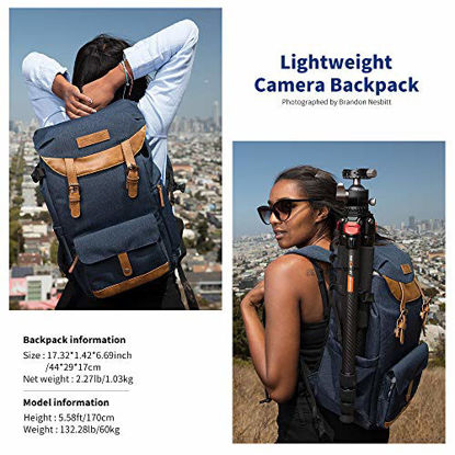 Picture of K&F Concept Multi-Functional Camera Backpack 600D Polyester Waterproof Photography Equipment Travel Bag for Tripod DSLR Camera and Accessory with Rain Cover