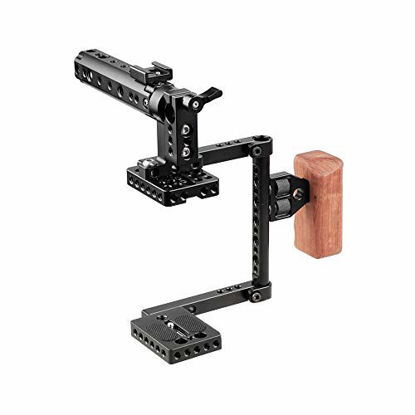 Picture of CAMVATE DSLR Camera with Cage Top Handle Wood Grip for 600D 70D 80D