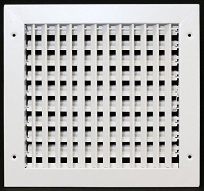 Picture of 22" X 10" Adjustable AIR Supply Diffuser - HVAC Vent Cover Sidewall or Ceiling - Grille Register - High Airflow - White [Outer Dimensions: 23.75"w X 11.75"h]