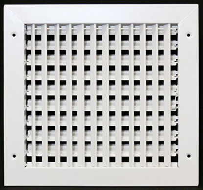 Picture of 22" X 10" Adjustable AIR Supply Diffuser - HVAC Vent Cover Sidewall or Ceiling - Grille Register - High Airflow - White [Outer Dimensions: 23.75"w X 11.75"h]
