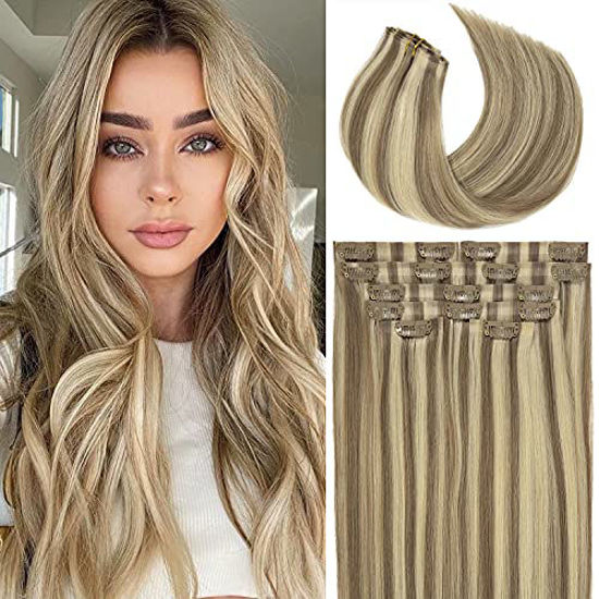 GetUSCart- LacerHair Seamless Clip in Hair Extensions Real Human Hair Light Brown with Platinum Blonde Highlights Hair Extensions Comfortable Ultra-Thin PU Skin Weft Clip in Human Hair 14 Inch 7Pcs 110 Grams GetUSCart- LacerHair Seamless Clip in Hair Extensions Real Human Hair Light Brown with Platinum Blonde Highlights Hair Extensions Comfortable Ultra-Thin PU Skin Weft Clip in Human Hair 14 Inch 7Pcs 110 Grams