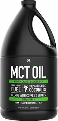 Picture of Premium MCT Oil derived from Organic Coconuts | Great in Keto Coffee ,Tea, Smoothies & Salad Dressings | USDA Organic, Non-GMO Project Verified & Vegan Certified (Unflaovred) (128oz)