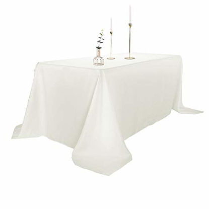 Picture of Ascoza 6pack 90x156 Inch Ivory Rectangular Tablecloth in Polyester Fabric for Wedding/Banquet/Restaurant/Parties