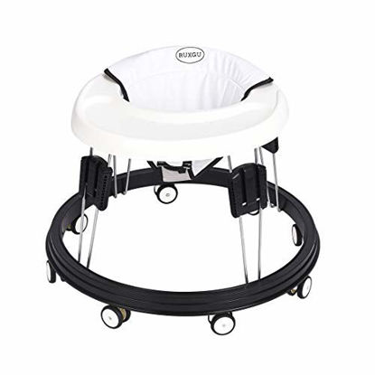 Picture of WWUIUIWW Foldable Activity Baby Walker for Boys and Girls, Multi-Function Anti-Rollover Toddler Walker Helper with Adjustable Height for Baby 6-18Months(White)
