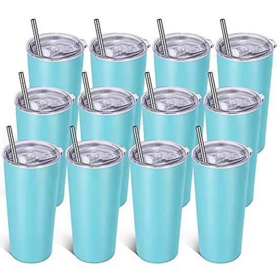 Picture of VEGOND 20oz Tumbler Bulk with Lid and Straw 12 Pack, Stainless Steel Vacuum Insulated Tumbler, Double Wall Coffee Cup Travel Mug, River Green
