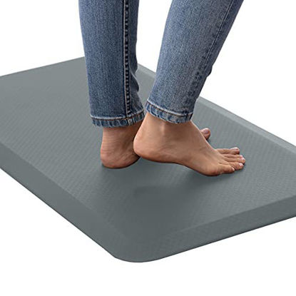 Picture of KANGAROO 3/4" Thick Superior Comfort, Relieves Pressure, All Day Ergonomic Stain Resistant Floor Rug Anti Fatigue Cushion Mat, Durable Standing Desk, Foam Pad Mats Kitchen, Office,70x24, Gray