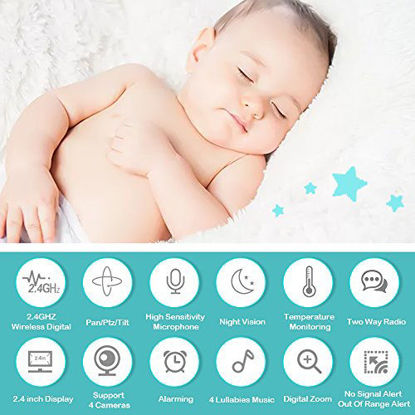 Picture of Baby Monitor, Video Baby Monitor 2.4" HD LCD Screen, Baby Monitors Camera Audio Night Vision,Support Multi Camera,ECO Mode,Two Way Talk Temperature Sensor,Built-in Lullabies (2.4)