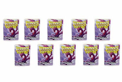Picture of 10 Packs Dragon Shield Matte Clear Purple Standard Size 100 ct Card Sleeves Display Case