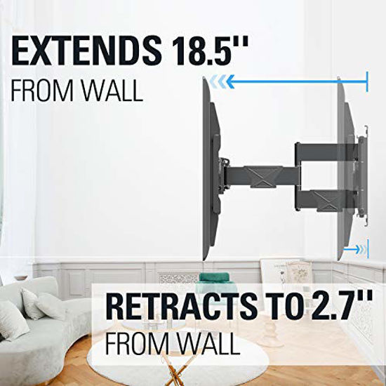 Picture of Mounting Dream TV Wall Mount Bracket for Most 42-75 Inch TVs, UL Listed TV Mount, Full Motion TV Mounts with Swivel Articulating Dual Arms, VESA 600x400mm Fits 16, 18, 24 inch Studs, 132 lbs MD2298