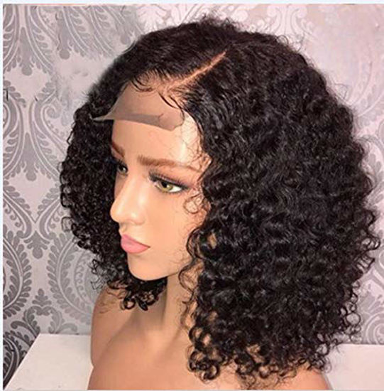 GetUSCart- Jessica Hair Short Bob Wigs 360 Lace Frontal Wigs Human Hair Wigs  For Black Women Curly Brazilian Remy Hair Glueless Pre Plucked With Baby  Hair(8 inch with 180% density)