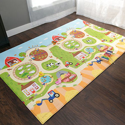 Picture of Baby Care Play Mat - Playful Collection (Busy Farm, Medium) - Play Mat for Infants - Non-Toxic Baby Rug - Cushioned Baby Mat Waterproof Playmat - Reversible Double-Sided Kindergarten Mat