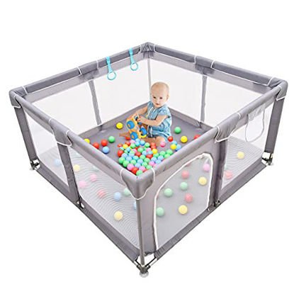 Picture of Baby Playpen , Large Baby Playard, Playpen for Babies with Gate Indoor & Outdoor Kids Activity Center , Sturdy Safety Play Yard with Soft Breathable Mesh