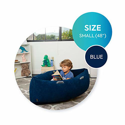 Picture of Bouncyband Small Comfy Peapod Sensory Pad - Blue 48" - Fun, Inflatable Peapod Chair Provides Therapeutic Sensory Relief and Compression for Kids Ages 3-6, Includes Electric Air Pump