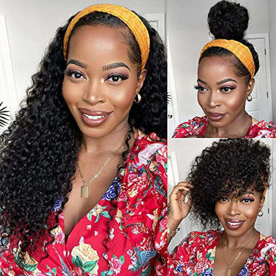 Picture of Headband Wig Deep Wave Human Hair Wigs 22inch Glueless None Lace Front Wigs Virgin Human Hair Wig for Black Women Machine Made Headband Wig