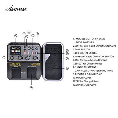 Picture of MG-100 Professional Multi-Effects Pedal Processor Musical Instrument Parts 40s Record 55 Effect Mode 10 Sound Di Box Electric Guitar and Bass Loop Amplifier Tube Pedal