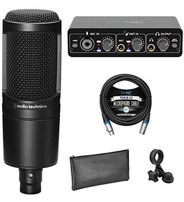 Picture of Audio Technica AT2020 Cardioid Condenser Studio XLR Microphone for Vocals, Podcasting, Livestreaming Bundle with Blucoil Portable USB Audio Interface for Windows and Mac, and 10-FT Balanced XLR Cable