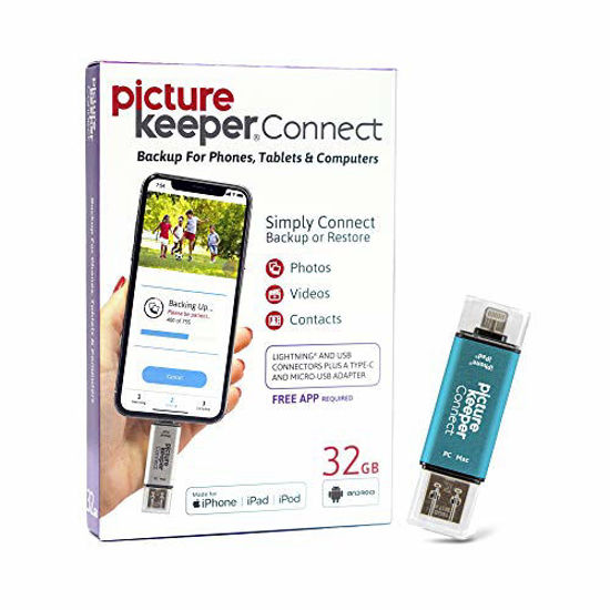 Picture of Picture Keeper Connect 32GB Portable Flash USB Backup and Storage Device Drive for Mobile Phones Tablets and Computers (Turquoise)