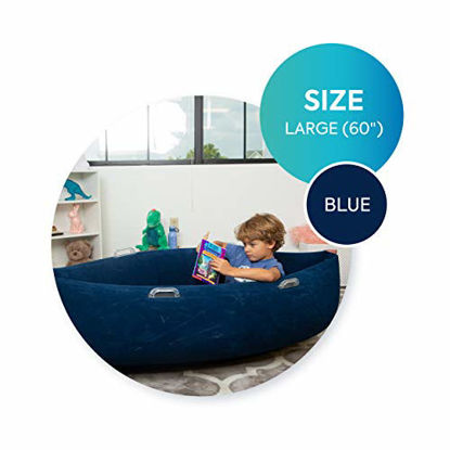 Picture of Bouncyband Medium Comfy Peapod Sensory Pad - Blue 60" - Fun, Inflatable Peapod Chair Provides Therapeutic Sensory Relief and Compression for Kids Ages 6-12, Includes Electric Air Pump
