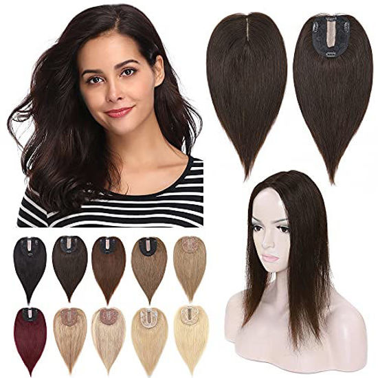GetUSCart- SEGO Hair Toppers for Women Human Hair Topper No Bangs 130% Density Silk Base Clip in Hair Pieces Crown for Slight Hair Loss Thinning Hair Cover Gray Hair -18 Inch -2 Dark Brown GetUSCart- SEGO Hair Toppers for Women Human Hair Topper No Bangs 130% Density Silk Base Clip in Hair Pieces Crown for Slight Hair Loss Thinning Hair Cover Gray Hair -18 Inch -2 Dark Brown