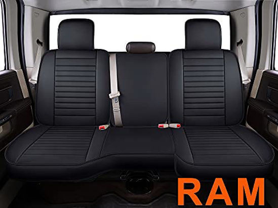 LUCKYMAN CLUB X01-BHX Ram 1500 2500 3500 60/40 Split Rear Seat Covers Fit Regular Crew Quad Cab 01-Rear, Black with Waterproof Faux Leather 