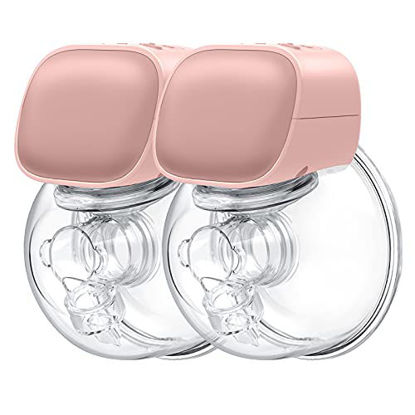 Picture of Momcozy Double Wearable Breast Pump, Low Noise & Hands-Free, Portable Double Electric Breast Pump with 2 Mode & 5 Levels - 24mm Pink