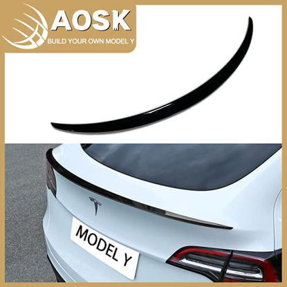 Picture of AOSK for Tesla Model Y Spoiler Wings OEM Style ABS for 2020-2021 Tesla Model Y Rear Trunk Spoiler Lip Tail Wing Rear Trunk Lid (Glossy Black)