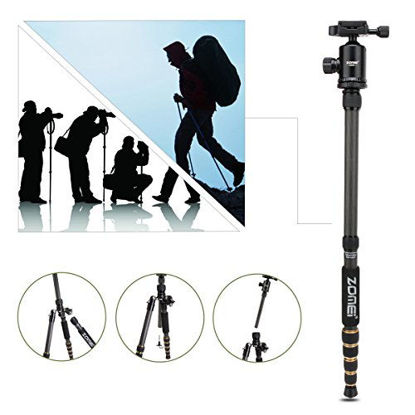 Picture of ZOMEI Z669C Carbon Fiber Portable Tripod with Ball Head Compact Travel for Canon,Sony, Nikon, Samsung, Panasonic, Olympus, Fuji, Cameras and Video Camera