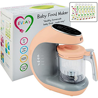 Picture of Baby Food Maker | Baby Food Processor Blender Grinder Steamer | Cooks & Blends Healthy Homemade Baby Food in Minutes | Self Cleans | Touch Screen Control | 6 Reusable Food Pouches