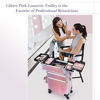Picture of Frenessa 3 in 1 Rolling Makeup Train Case Portable Cosmetic Trolley Large Storage for Professional with 360° Swivel Wheels Salon Barber Case Traveling Cart Trunk - Glitter Pink