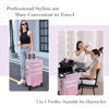 Picture of Frenessa 3 in 1 Rolling Makeup Train Case Portable Cosmetic Trolley Large Storage for Professional with 360° Swivel Wheels Salon Barber Case Traveling Cart Trunk - Glitter Pink