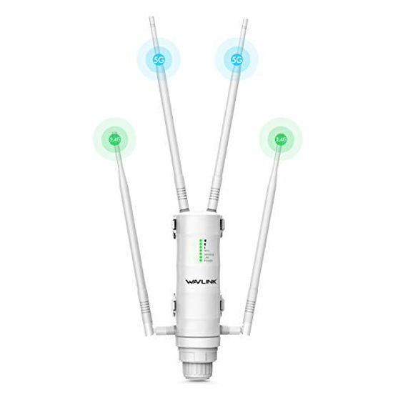 Up to 1200Mbps Wireless Repeater WiFi Range Extender Extend WiFi Signal to Smart Home Internet Booster Access Point with 4 Antennas 2 Ethernet Ports 2.4GHz and 5.8GHz Dual Band 