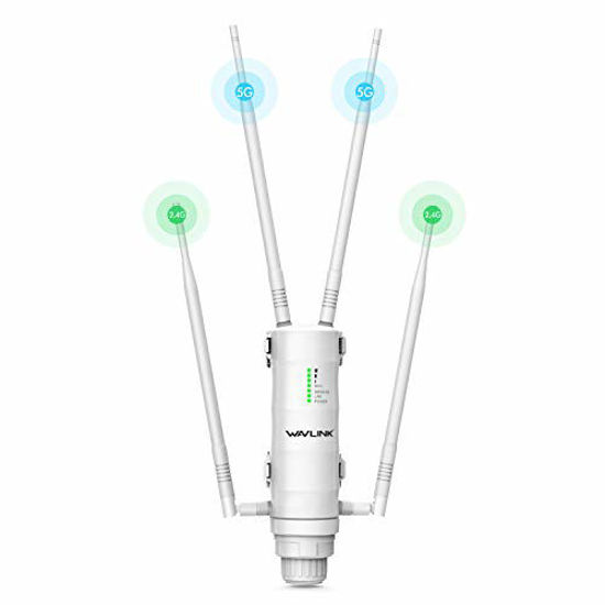 Up to 1200Mbps Wireless Repeater WiFi Range Extender Extend WiFi Signal to Smart Home Internet Booster Access Point with 4 Antennas 2 Ethernet Ports 2.4GHz and 5.8GHz Dual Band 