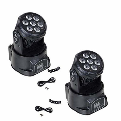 Picture of XPC DMX-512 Stage Lighting Mini Moving Head Light 7 LED 4 In 1 RGBW LED PAR Light Lighting Strobe Professional 9/14 Channels Sound Active for KTV Club Bar Party Disco (2Pack)
