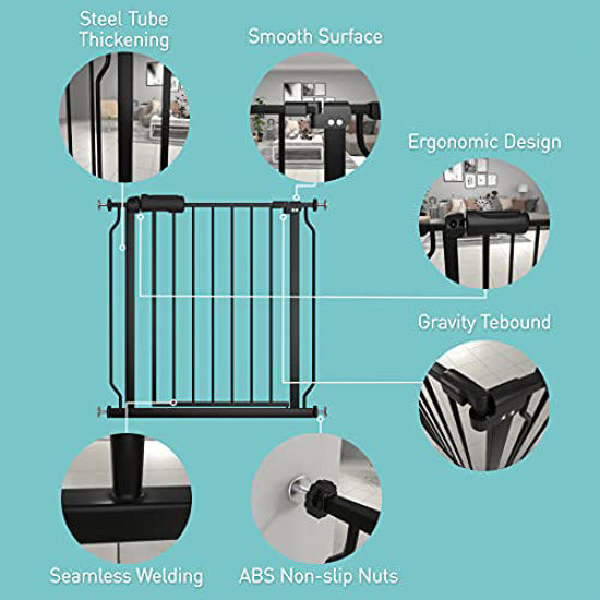 GetUSCart WAOWAO Baby Gate Extra Wide Pressure Mounted Walk Through