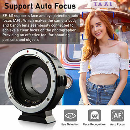Picture of Viltrox EF-M1 Auto Focus Lens Mount Adapter with Aperture Control, EXIF Transmitting for Canon EOS EF/EF-S Lens to M4/3 Olympus Panasonic Camera GH4 GH5 GF6 GX7 E-M5 E-M10II E-PL5